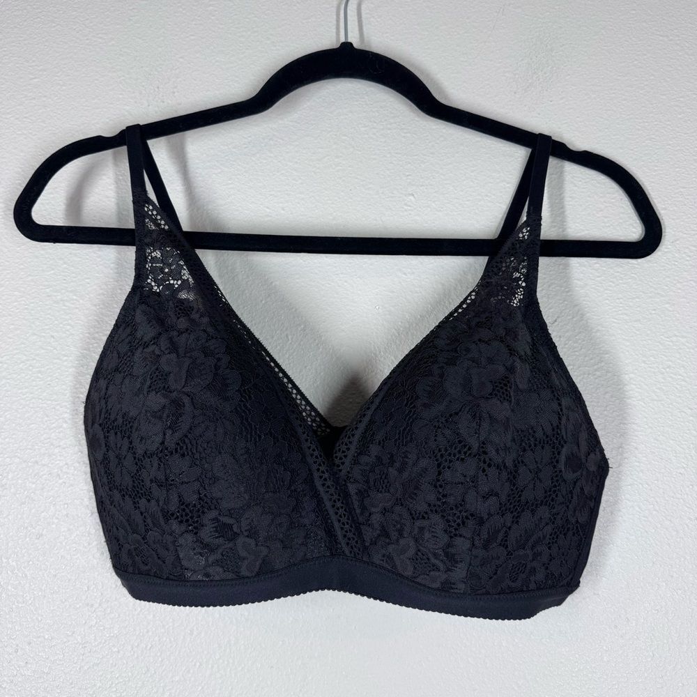 Knix Lace Deep V Black Bralette Comfort Lingerie Classic Women’s Size XL
